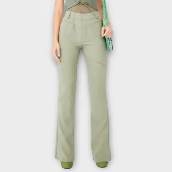 I AM GIA Valencia high waisted flare cargo zipper pants olive green size medium - Picture 2 of 10